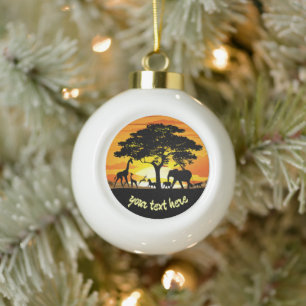 Wilde Tiere auf der afrikanischen Savanna Sunset Keramik Kugel-Ornament