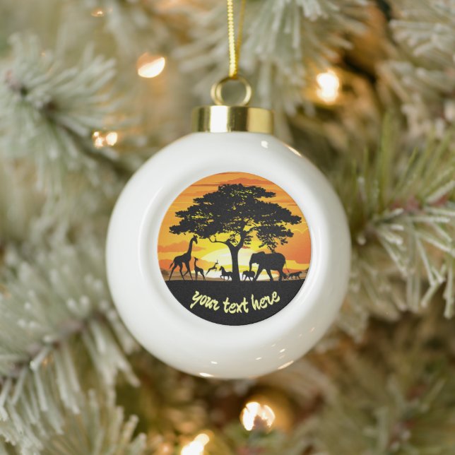 Wilde Tiere auf der afrikanischen Savanna Sunset Keramik Kugel-Ornament (Baum)