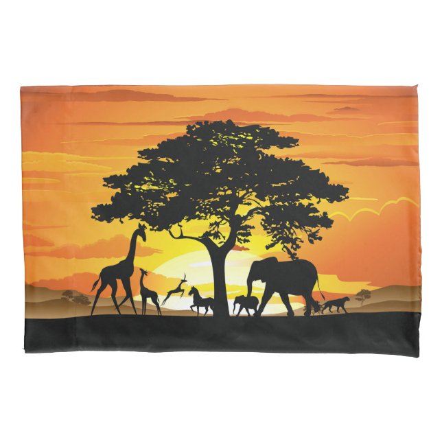 Wilde Tiere auf der afrikanischen Savanna Sunset Kissenbezug (Vorderseite)