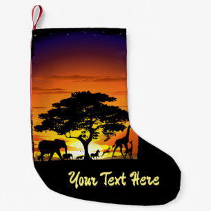 Wilde Tiere auf der afrikanischen Savanna Sunset Kleiner Weihnachtsstrumpf