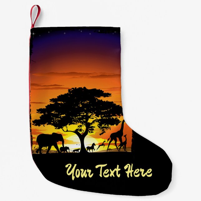 Wilde Tiere auf der afrikanischen Savanna Sunset Kleiner Weihnachtsstrumpf (Vorderseite)