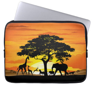 Wilde Tiere auf der afrikanischen Savanna Sunset Laptopschutzhülle