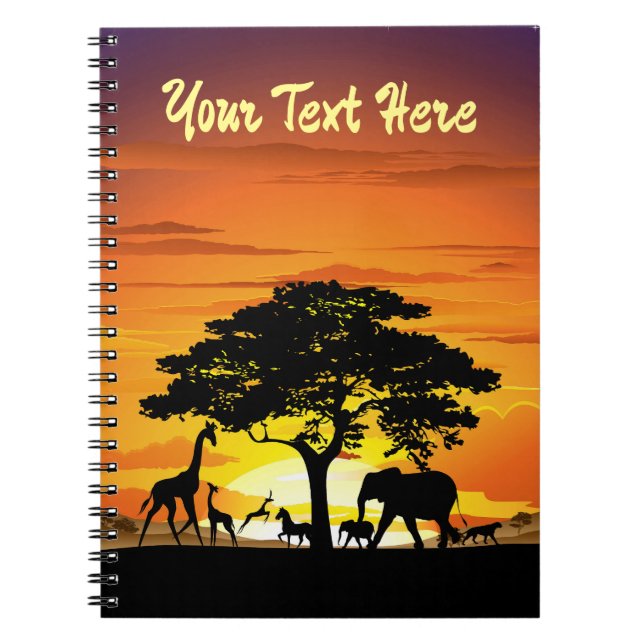 Wilde Tiere auf der afrikanischen Savanna Sunset Notizblock (Vorderseite)