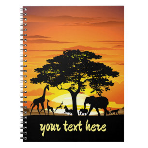 Wilde Tiere auf der afrikanischen Savanna Sunset Notizblock