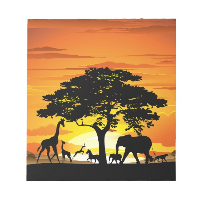 Wilde Tiere auf der afrikanischen Savanna Sunset Notizblock (Vorderseite)