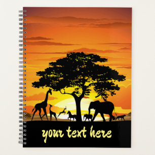 Wilde Tiere auf der afrikanischen Savanna Sunset Planer