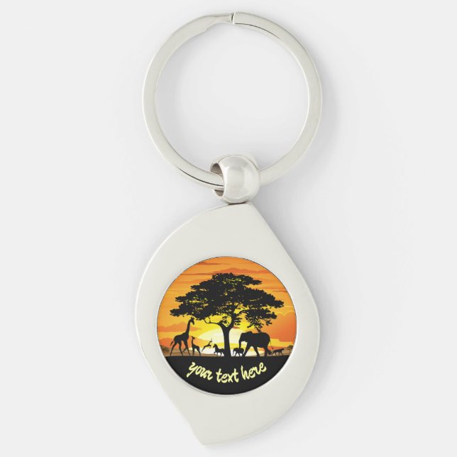 Wilde Tiere auf der afrikanischen Savanna Sunset Schlüsselanhänger (Vorderseite)