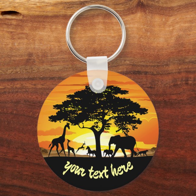 Wilde Tiere auf der afrikanischen Savanna Sunset Schlüsselanhänger (Vorderseite)