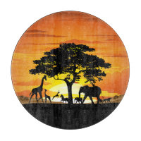 Wilde Tiere auf der afrikanischen Savanna Sunset