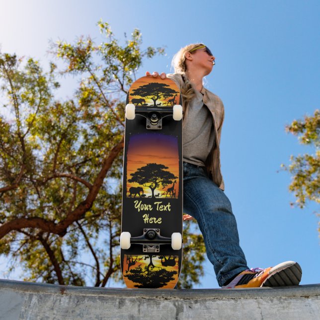 Wilde Tiere auf der afrikanischen Savanna Sunset Skateboard (Außenbereich 1)