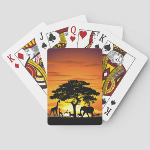 Wilde Tiere auf der afrikanischen Savanna Sunset Spielkarten