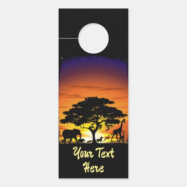 Wilde Tiere auf der afrikanischen Savanna Sunset Türanhänger (Vorderseite)
