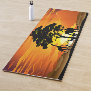 Wilde Tiere auf der afrikanischen Savanna Sunset Yogamatte