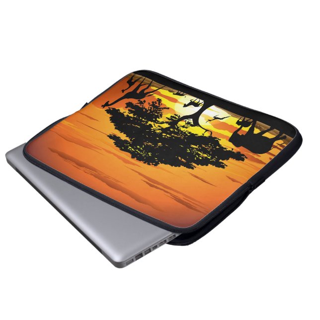 Wilde Tiere auf Savannah Sunset Electronics Bag Laptopschutzhülle (Vorne Knopf)