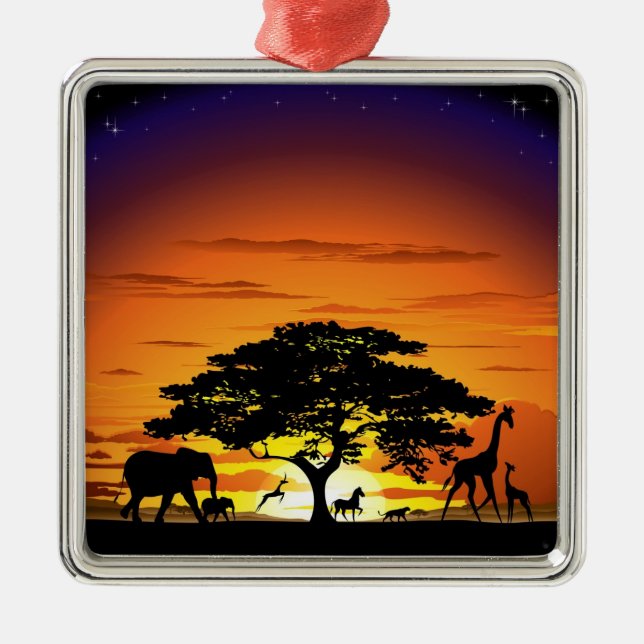 Wilde Tiere auf Savannah Sunset Ornament (Vorne)