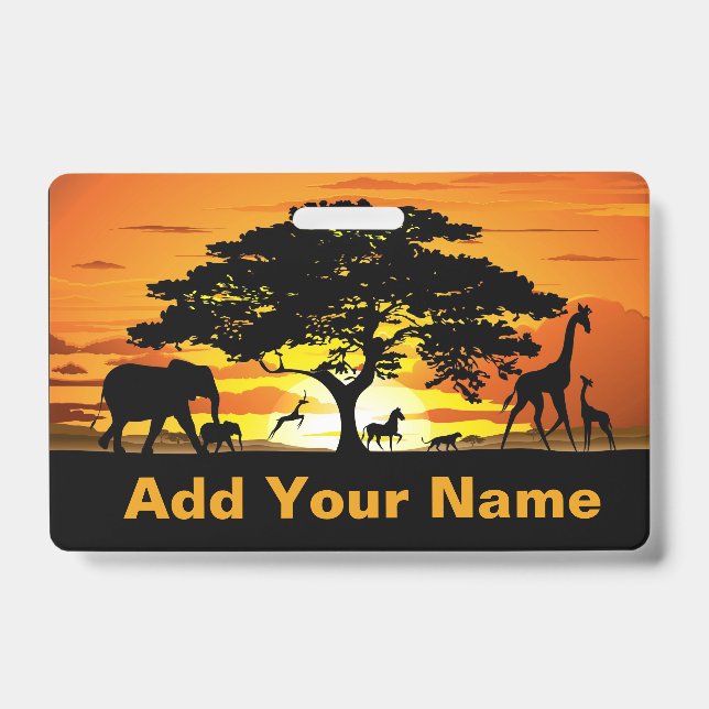 Wilde Tiere auf Savannah Sunset Wristlets Ausweis (Vorderseite)