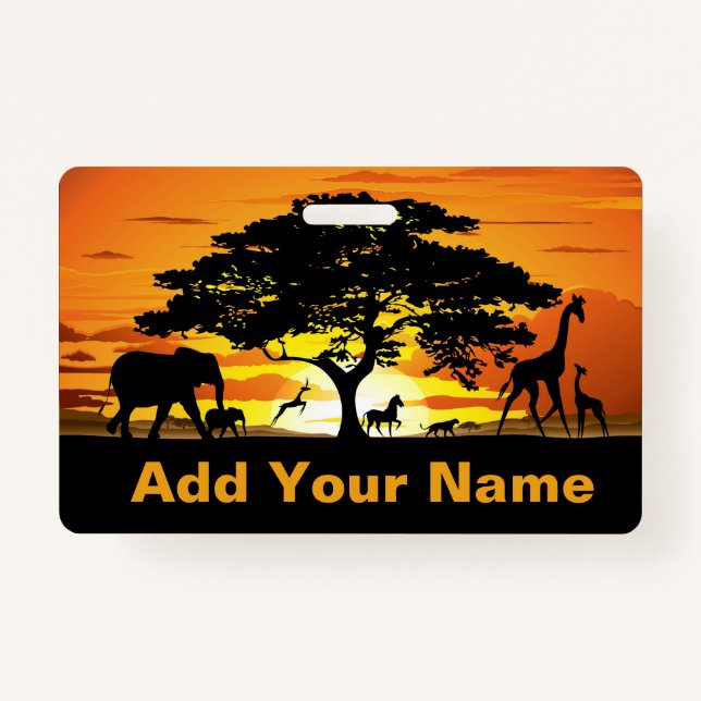 Wilde Tiere auf Savannah Sunset Wristlets Ausweis (Vorderseite)