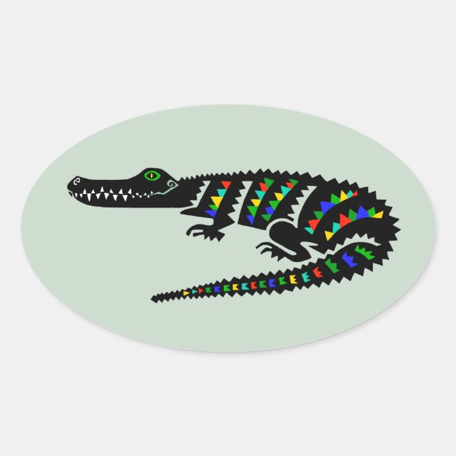 Wilde Tiere CROCODILE - Reptile - Wildtiere - USA Ovaler Aufkleber (Vorderseite)