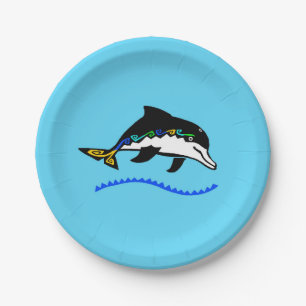 Wilde Tiere - DOLPHIN - Natur - Blaues Party Pappteller