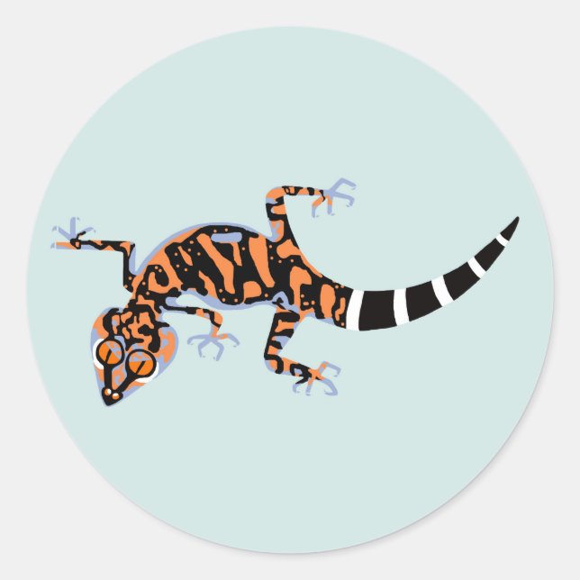 Wilde Tiere - GECKO am Boden - gefährdete Arten - Runder Aufkleber (Vorderseite)