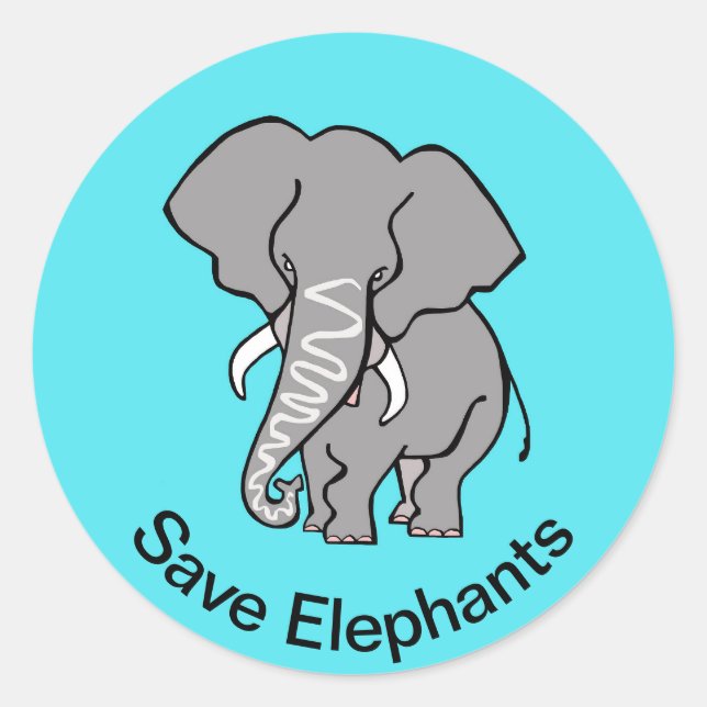 Wilde Tiere - Gerettet ELEPHANTS - gefährdetes Tie Runder Aufkleber (Vorderseite)