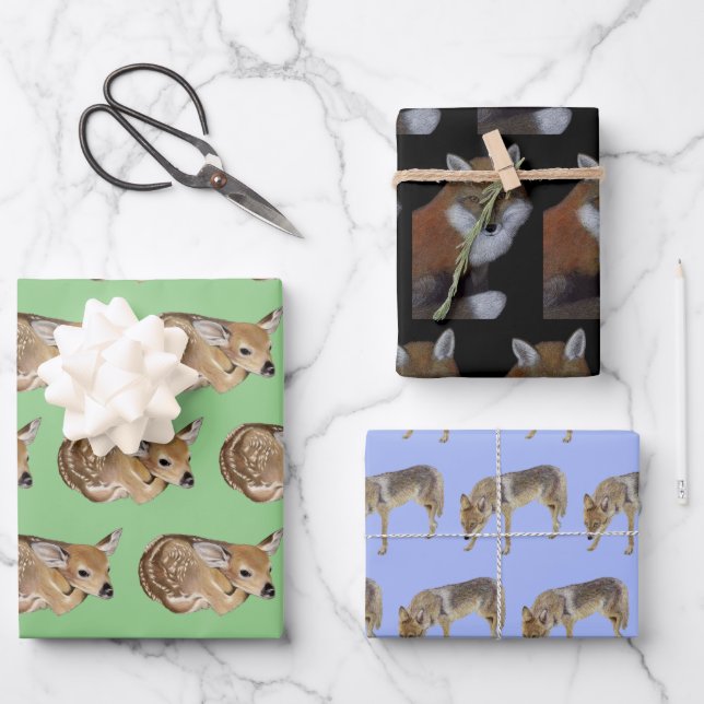 Wilde Tiere Geschenkpapier Set (Vorderseite)