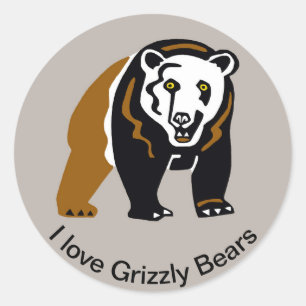 Wilde Tiere I Liebe Grizzly BEARS - Tierfreund - Runder Aufkleber
