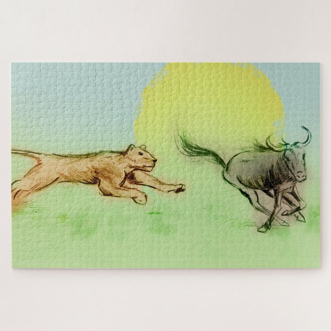 Wilde Tiere in der Natur - Löwen & Buffalo (Horizontal)