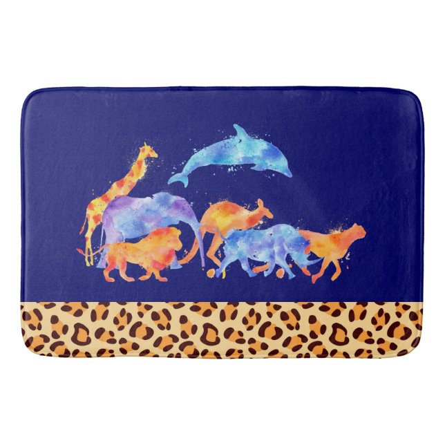 Wilde Tiere mit einer Leopard-Druckgrenze Badematte (Vorderseite)