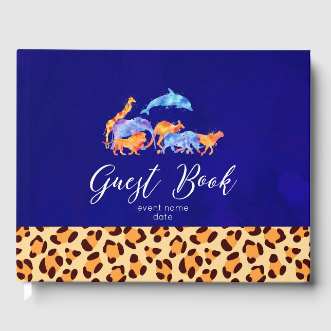 Wilde Tiere mit einer Leopard-Druckgrenze Gästebuch (Vorderseite)