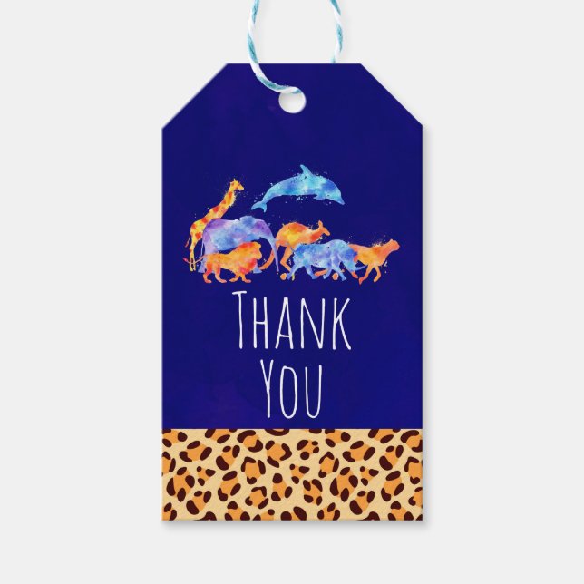Wilde Tiere mit einer Leopard-Printleiste Vielen D Geschenkanhänger (Vorderseite)