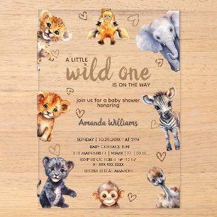 Wilde Tiere Moderne einfache Baby Boy Shower  Acryleinladungen