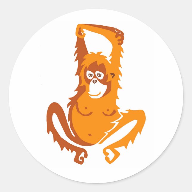 Wilde Tiere - ORANGUTAN -gefährdetes Tier - Runder Aufkleber (Vorderseite)