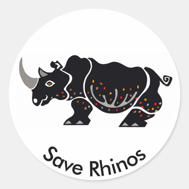 Wilde Tiere - Rett RHINOS - Natur- Afrika Runder Aufkleber (Vorderseite)