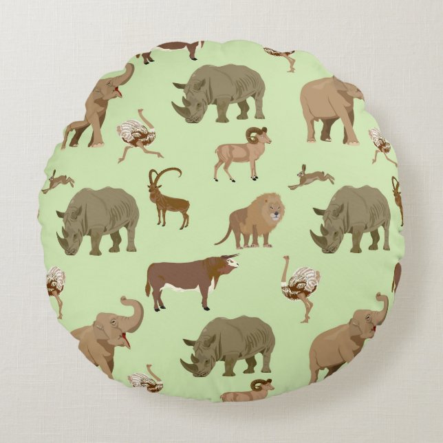 Wilde Tiere Rundes Kissen (Vorderseite)