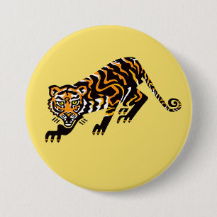 Wilde Tiere - TIGER - Wildtiere - Gelb Button