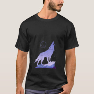 Wilde Tiere Wildtiere Vollmond Howling Wolf T-Shirt