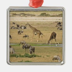Wilde Tiere, Zebras und Giraffen Ornament Aus Metall