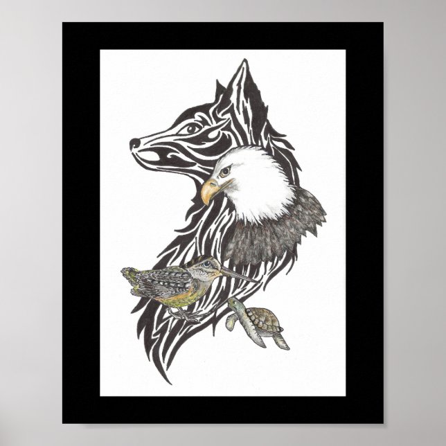 Wilde Tierführer Print Premium (Leinwand glänzen) Poster (Vorne)