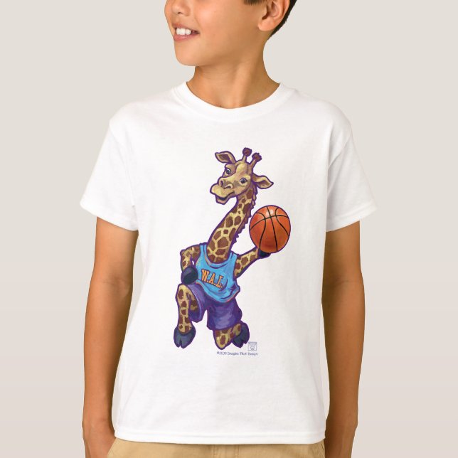 Wilde Tierleage Giraffe Basketball Star T-Shirt (Vorderseite)