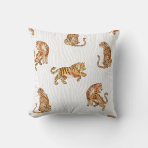 Wilde Tiger: Aquarelltiermuster. Kissen