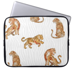 Wilde Tiger: Aquarelltiermuster. Laptopschutzhülle