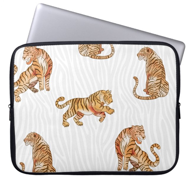 Wilde Tiger: Aquarelltiermuster. Laptopschutzhülle (Vorderseite)
