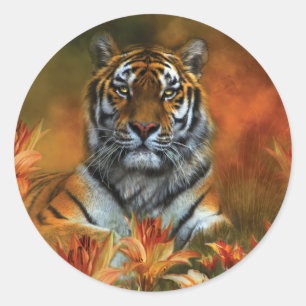 Wilde Tiger-Kunst-Aufkleber Runder Aufkleber