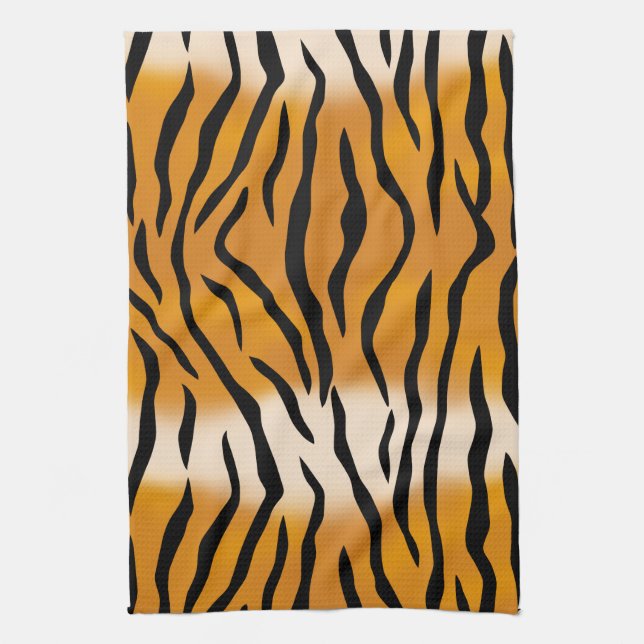 Wilde Tiger-Streifen-Muster Geschirrtuch (Vertikal)