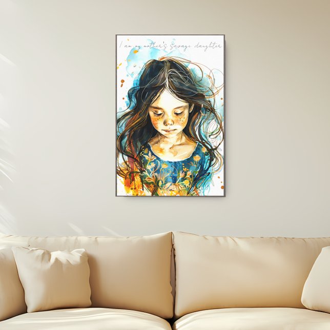 Wilde Tochter Leinwanddruck (Savage Daughter, watercolor, canvas print)