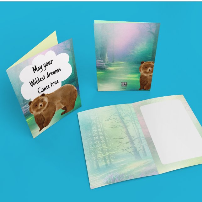 Wilde Träume viel Glück Bon Voyage viel Glück Karte (Brown bear card)