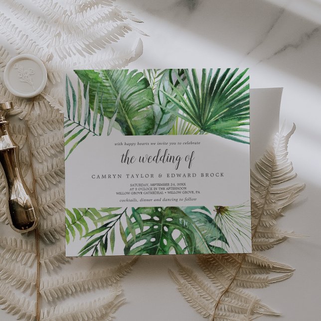 Wilde tropische Palme Die Hochzeit von Square Wedd Einladung (Von Creator hochgeladen)