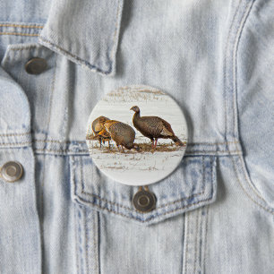 Wilde Truthähne im Schnee Button