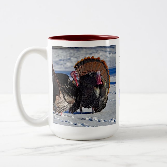 Wilde Truthähne Zweifarbige Tasse (Links)